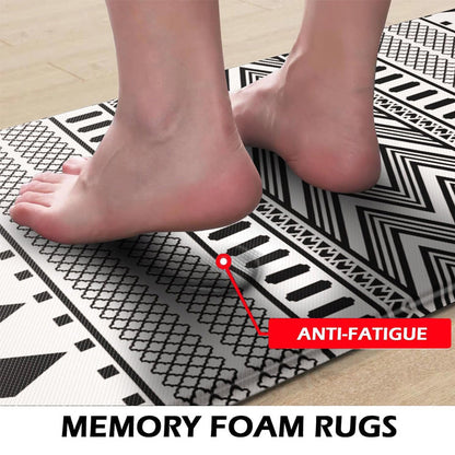 Foam Bath Mat Absorbent Non-Slip Black and White Design