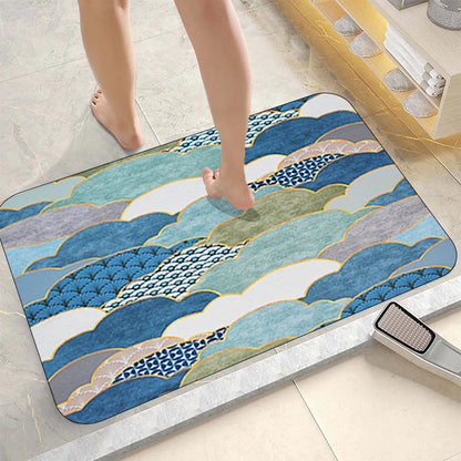 Floor Bath Mat Absorbent Non-Slip Cloud Design