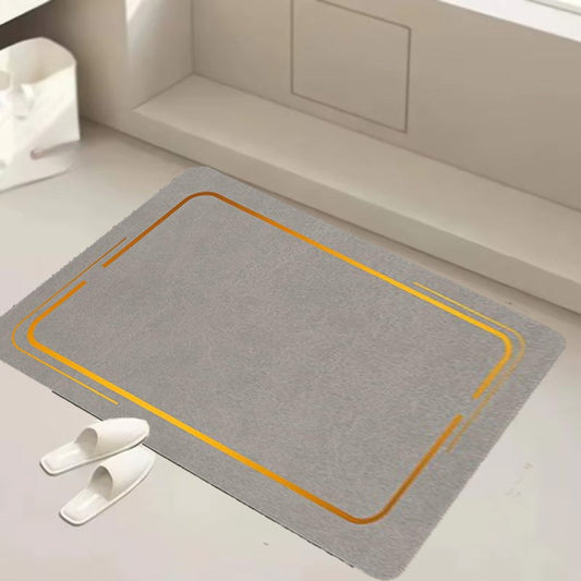 Floor Bath Mat Absorbent Non-Slip-Grey And Gold Design